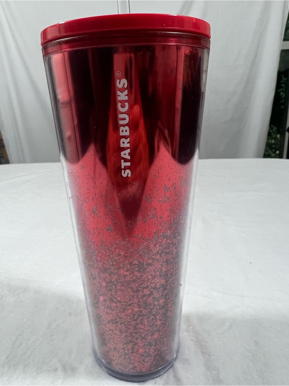 Starbucks 2019 Holiday Season Red Cascading Glitter Cold Cup